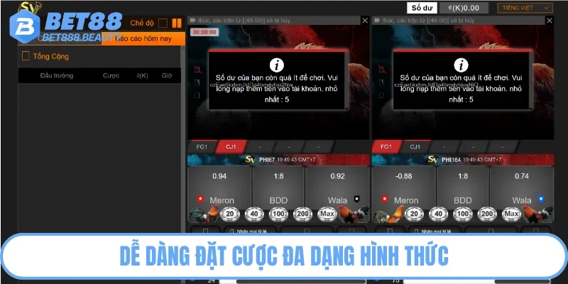 Dễ dàng đặt cược đa dạng hình thức